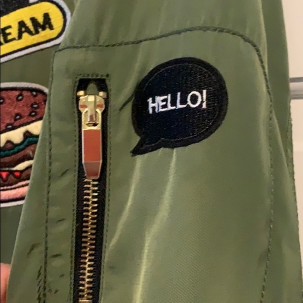 Boho Funky Green Bomber Jacket patch… - Picture 7 of 7